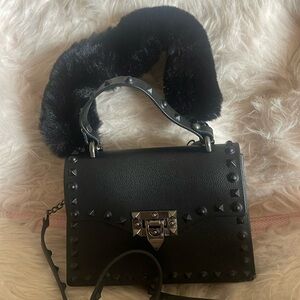 Black studded cross body purse